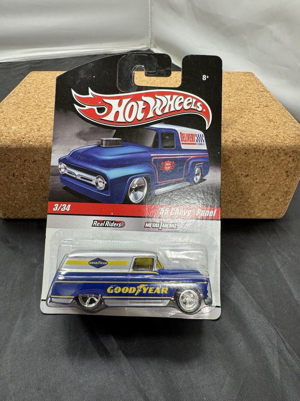 Hot Wheels 2010 Slick Rides 55 Chevy Panel Blue Goodyear Delivery Real Riders